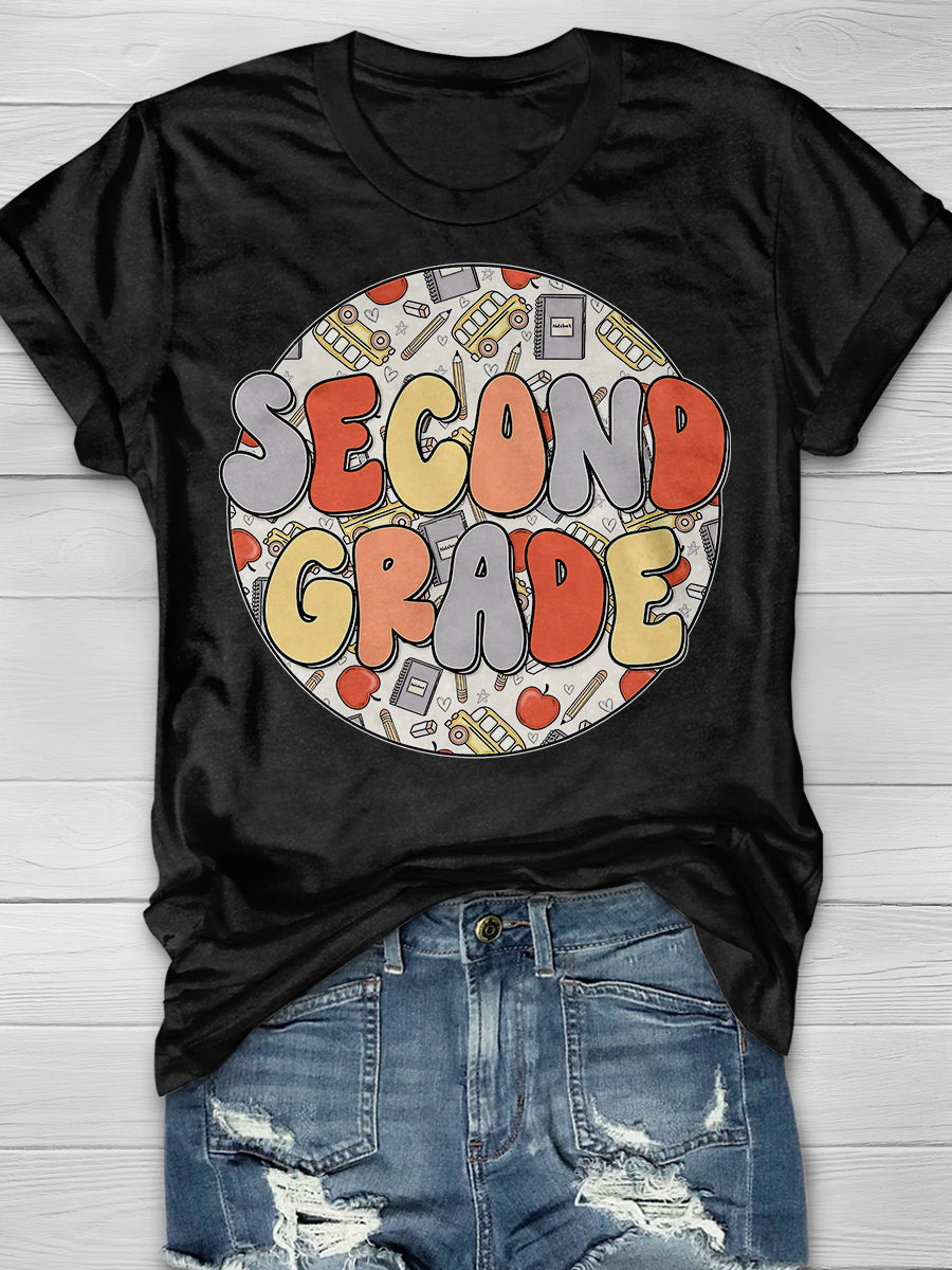 Groovy Second Grade Print Graphic T-shirts