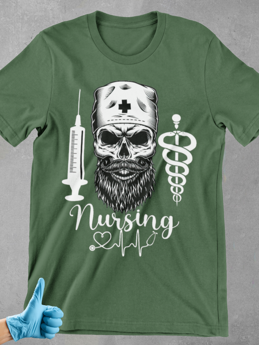 Pirates Skull Nurse Graphic T-shirt