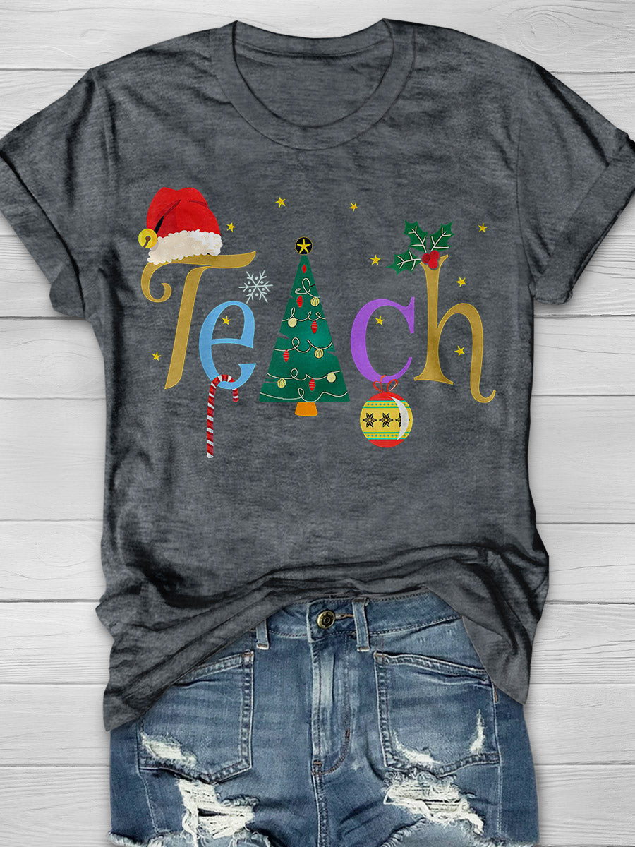 Pretty Teacher's Christmas Print Graphic T-shirts