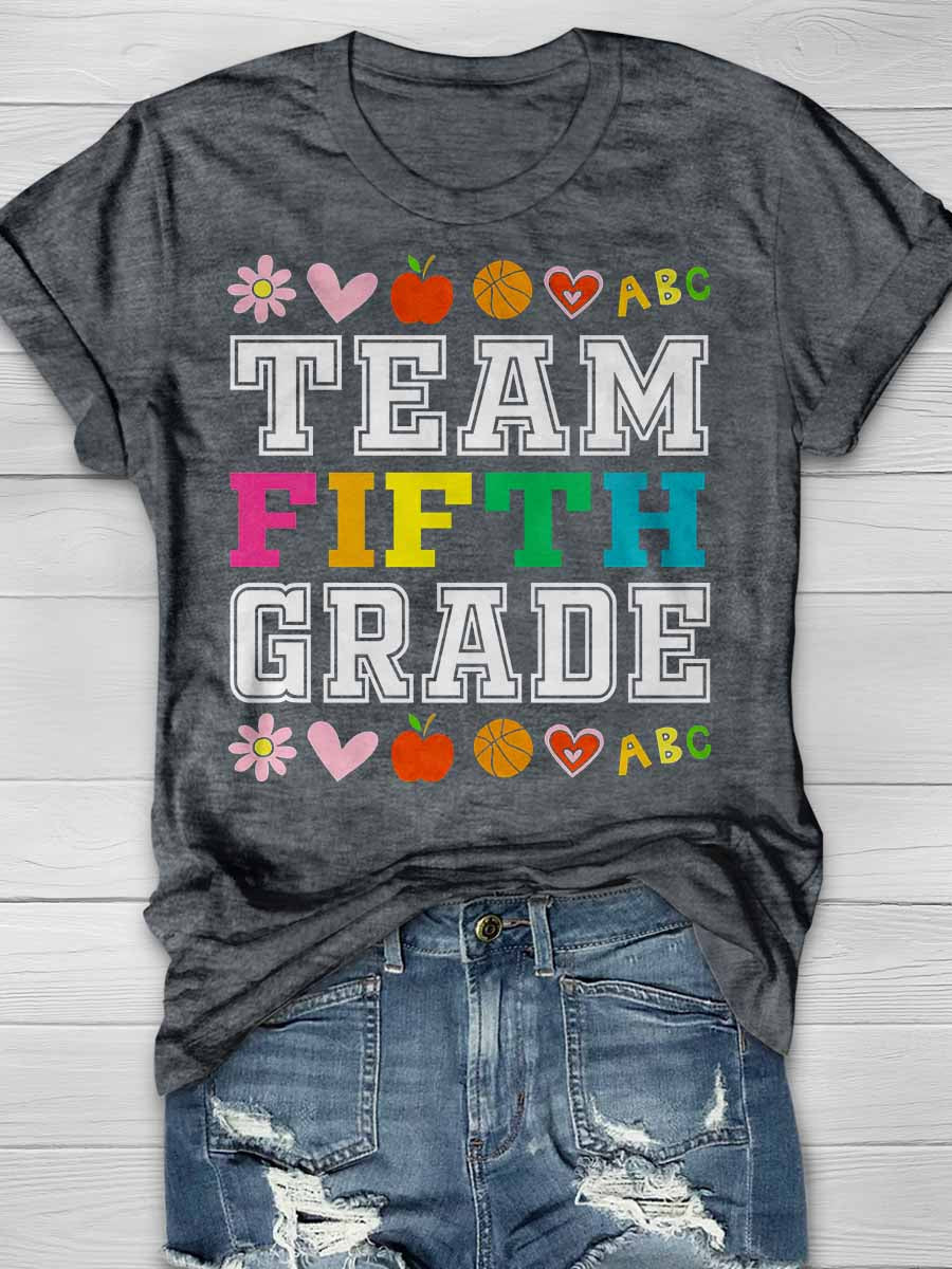 Team 5th Fifth Grade Print Graphic T-shirts