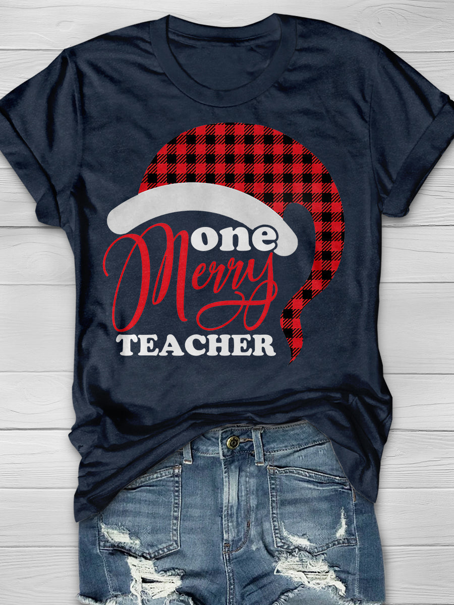 One Merry Teacher Print Graphic T-shirts
