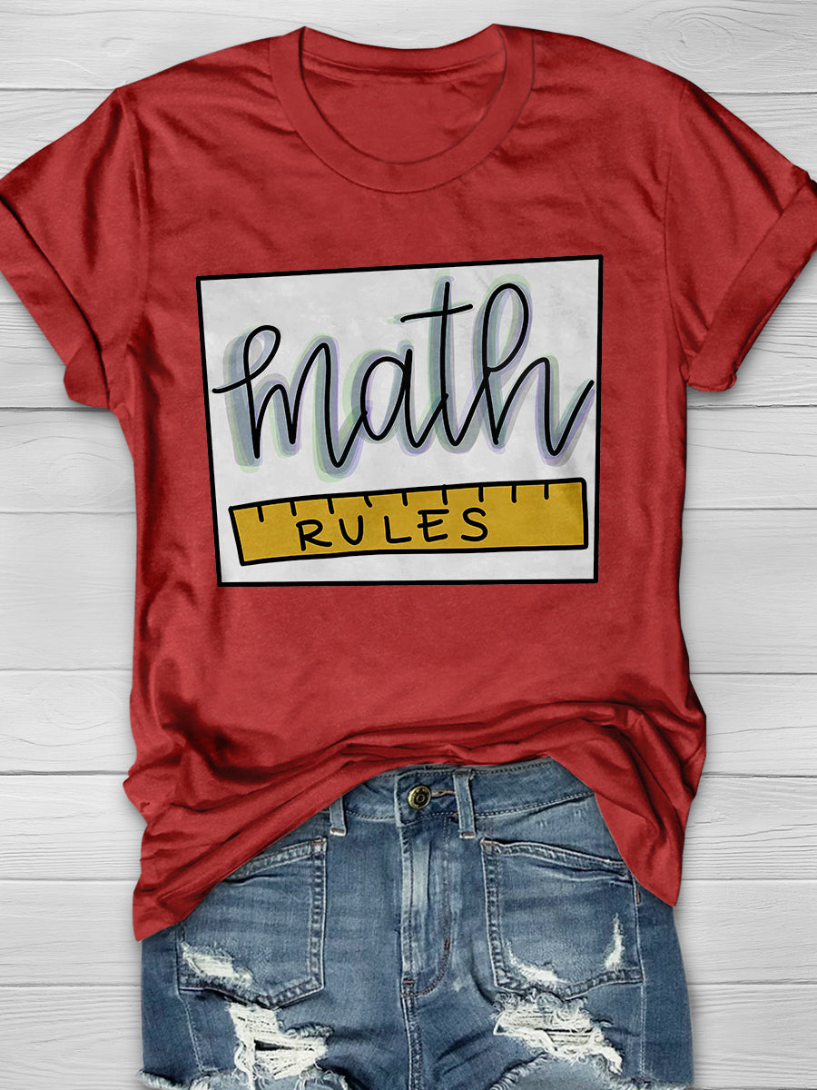 Math Rules Print Graphic T-shirts