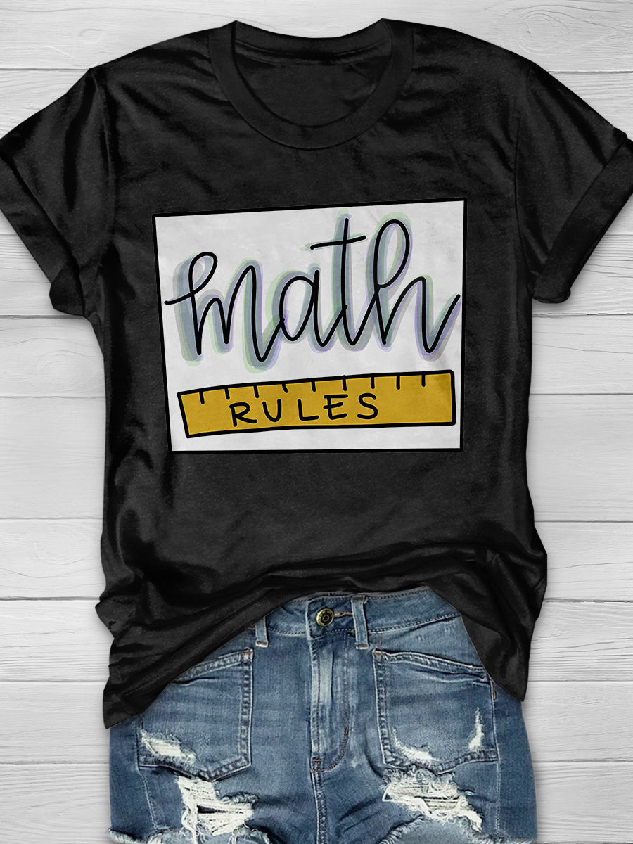 Math Rules Print Graphic T-shirts