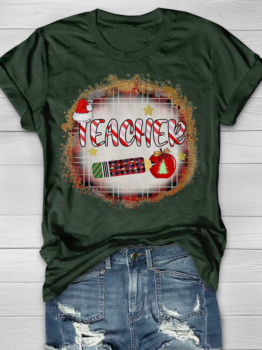 Teacher Christmas Print Graphic T-shirts