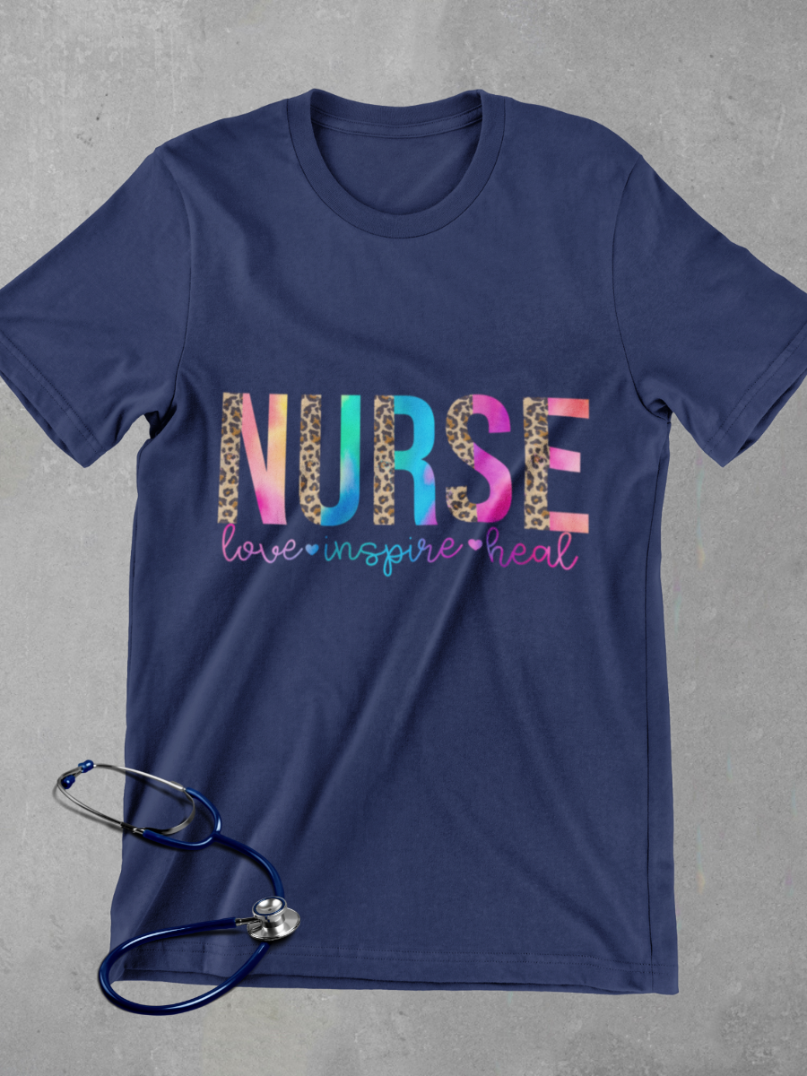 LOVE INSPIRE HEAL Nurse Graphic T-shirt