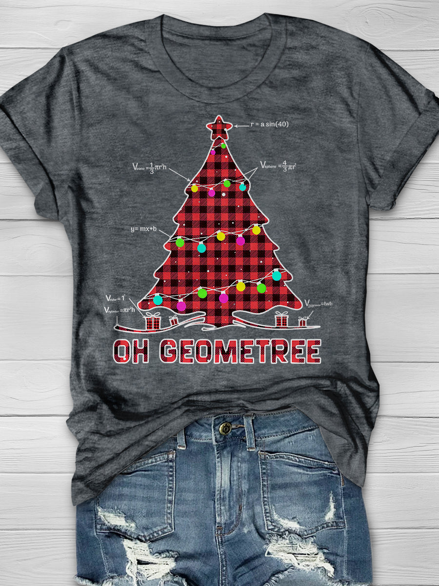 Geometry Christmas Tree Print Graphic T-shirts
