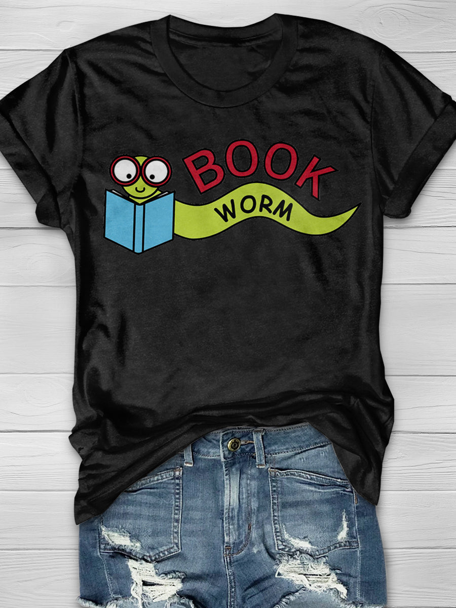 Worm Book Print Graphic T-shirts