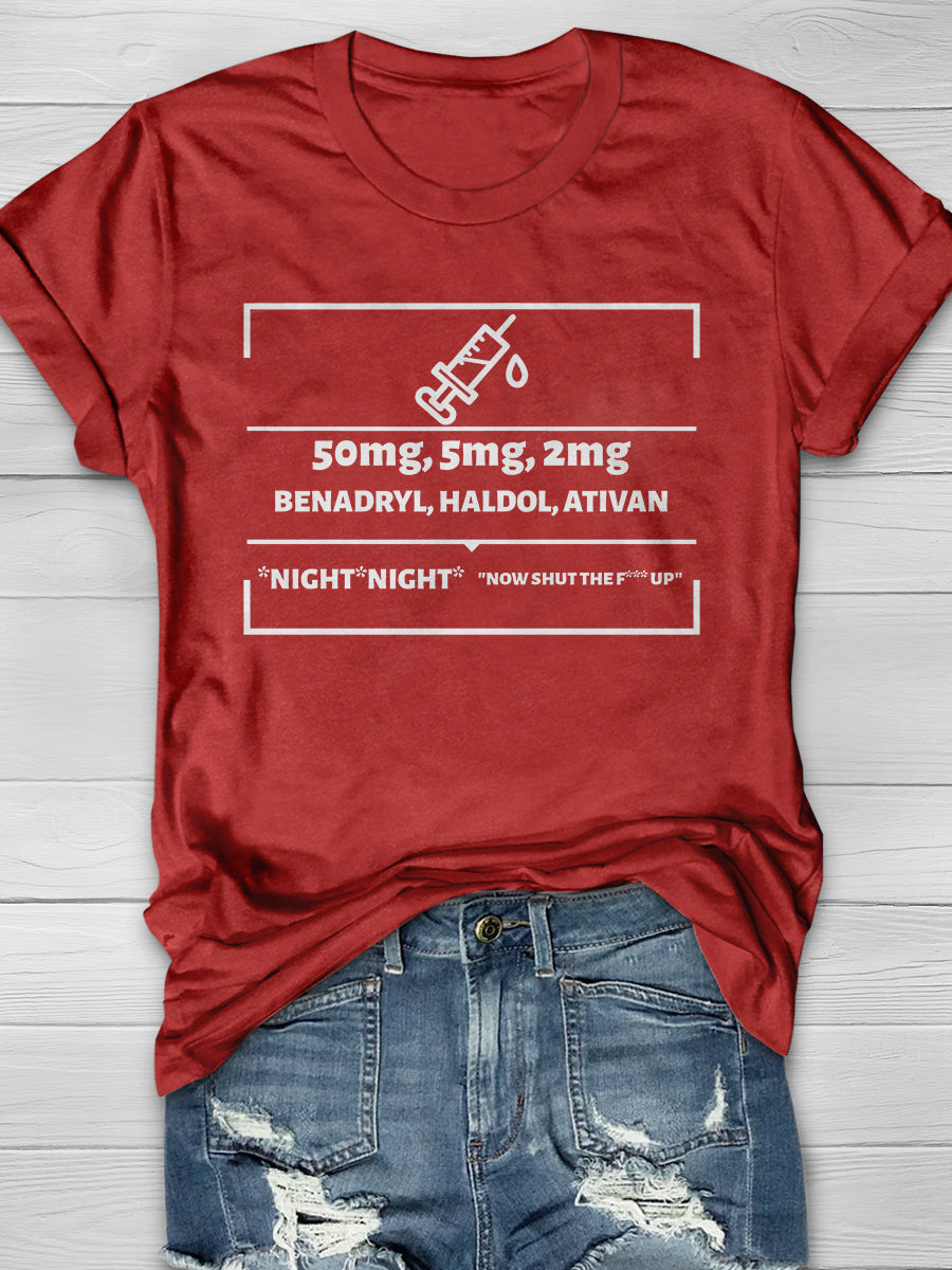 B-52 Funny Nurse Print Short Sleeve T-shirt