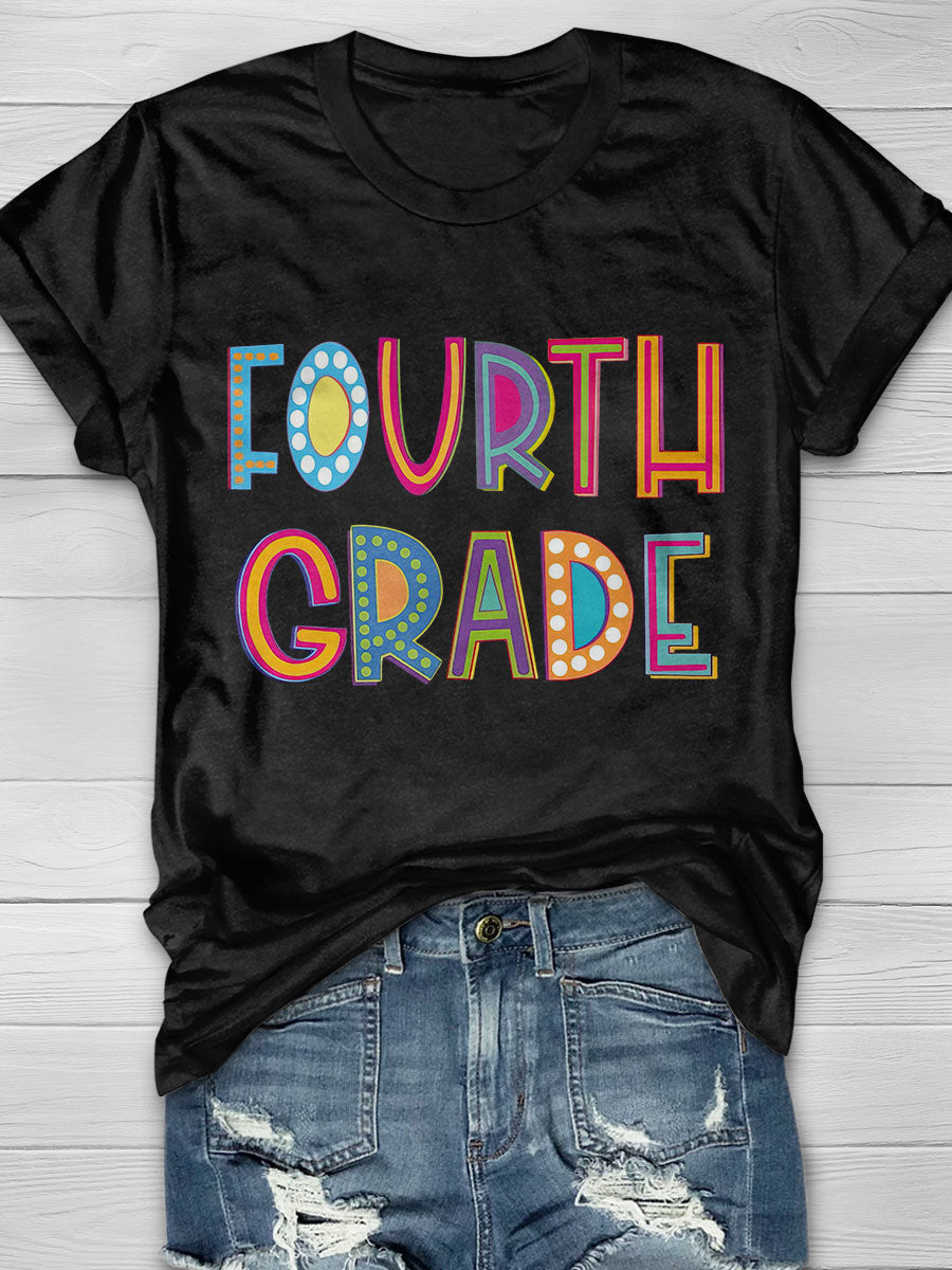 Fourth Grade Print Short Sleeve T-shirt