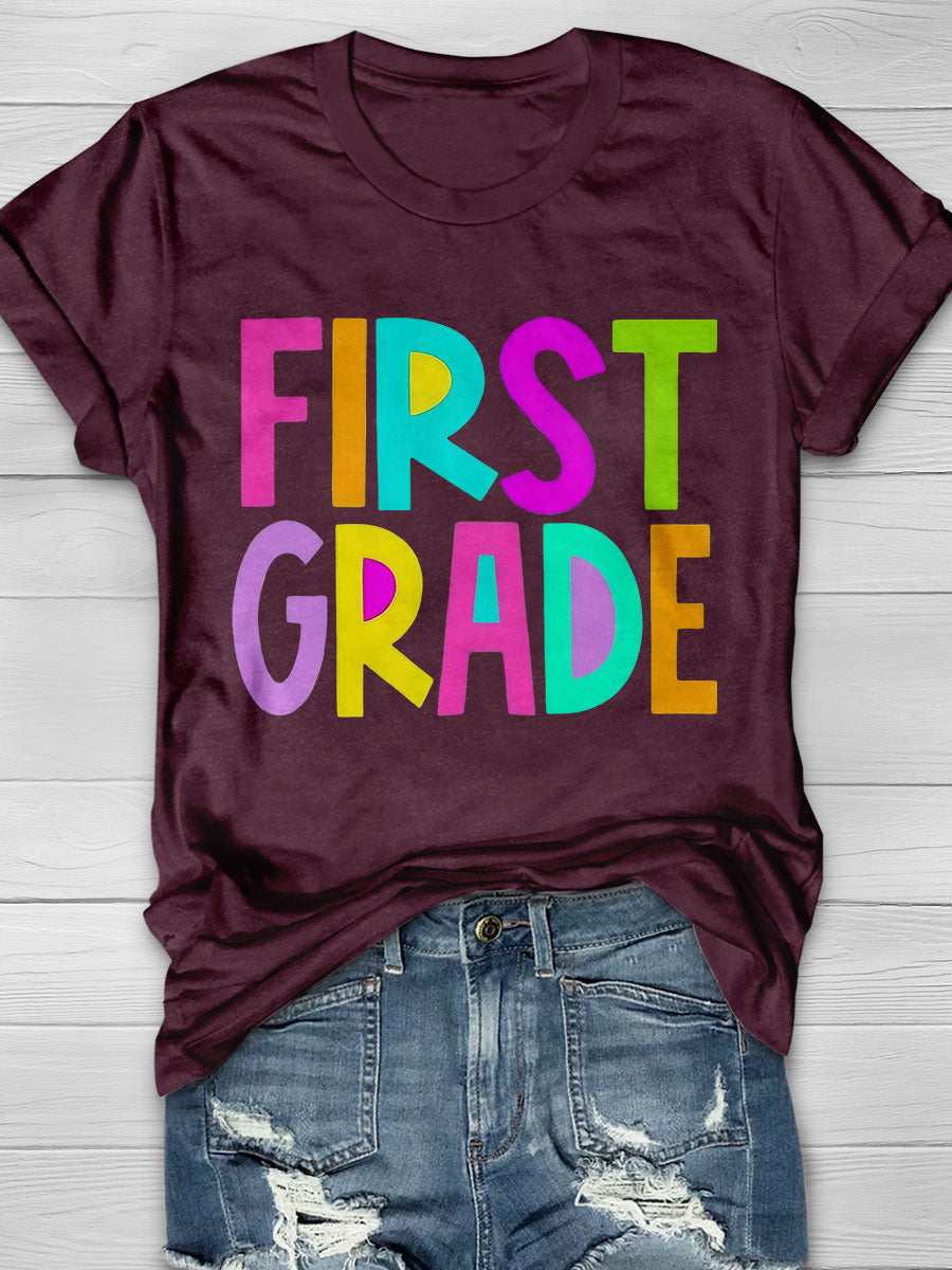 First Grade Print Short Sleeve T-shirt
