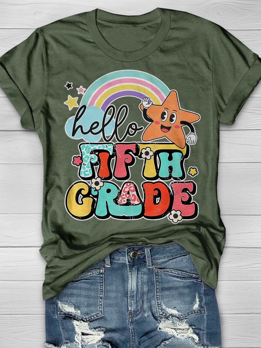 Hello 5th Grade Print Graphic T-shirts