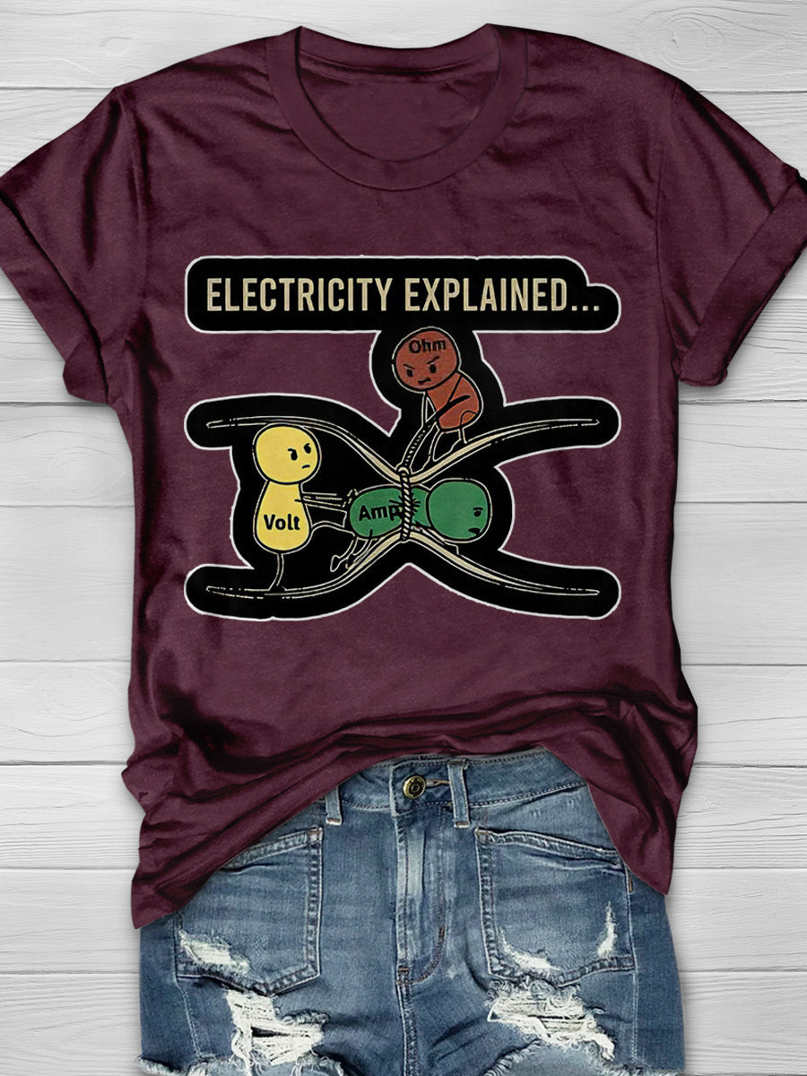Electricity explained Print Graphic T-shirts