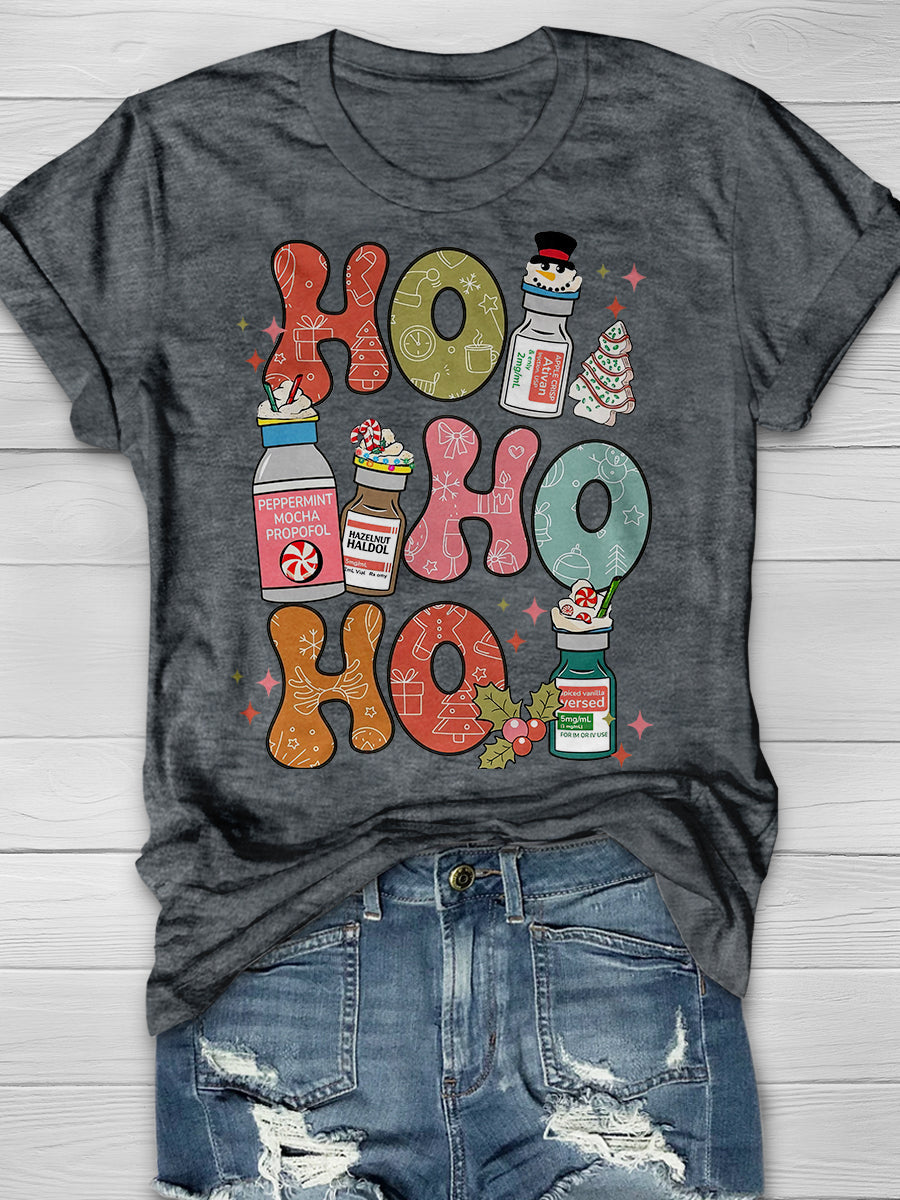 Christmas Nurse Print Short Sleeve T-shirt