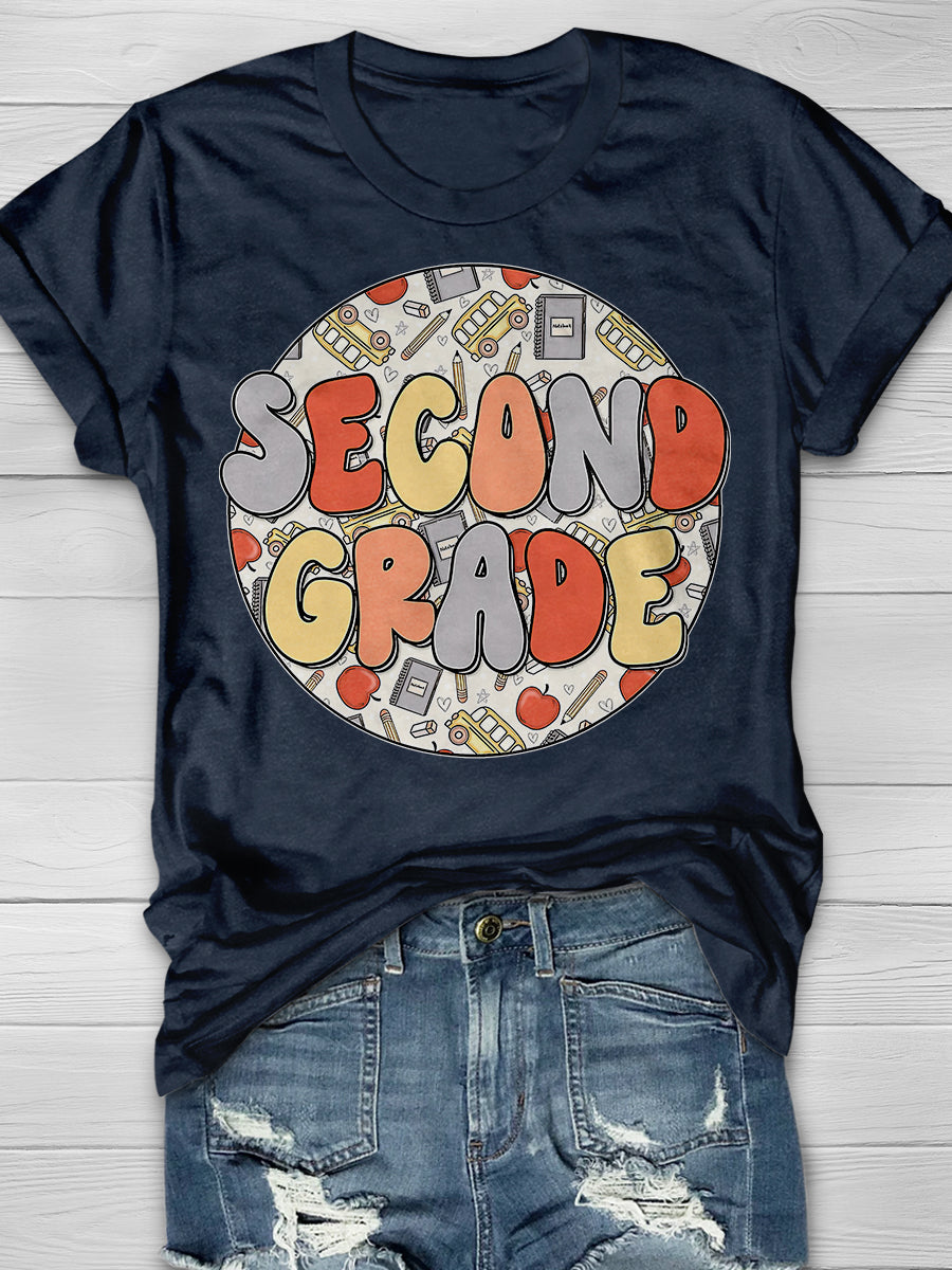 Groovy Second Grade Print Graphic T-shirts