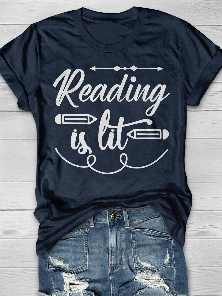 Reading Books Is Fun Print Graphic T-shirts