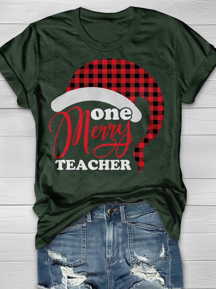 One Merry Teacher Print Graphic T-shirts