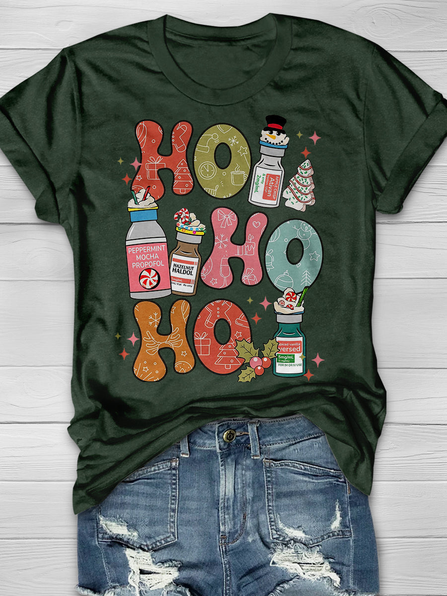 Christmas Nurse Print Short Sleeve T-shirt