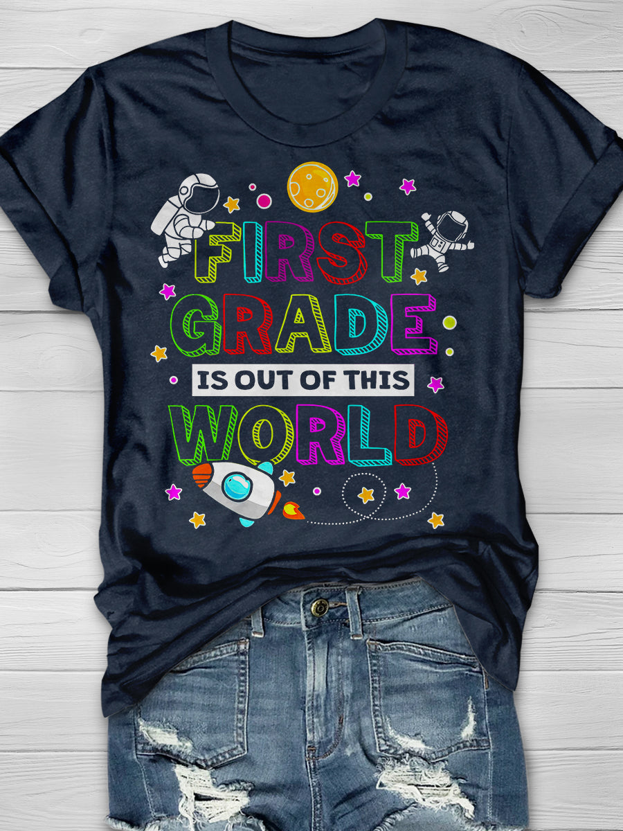 First Grade Out Of This World Print Graphic T-shirts