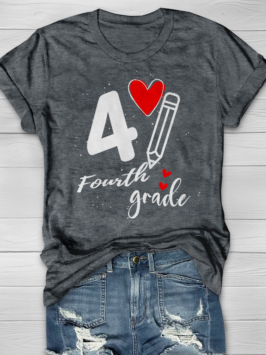4 Fourth Grade Print Graphic T-shirts
