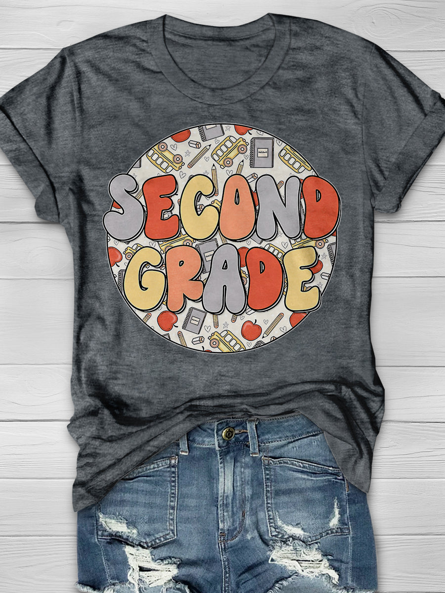 Groovy Second Grade Print Graphic T-shirts