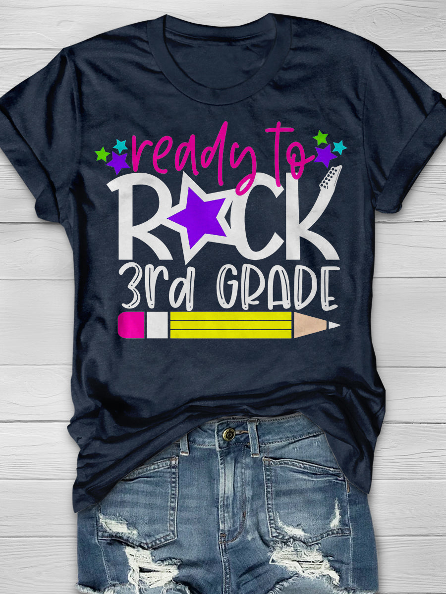 Ready To Rock 3rd Grade Teacher Print Graphic T-shirts