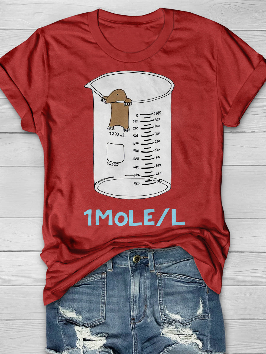 Chemistry 1 Mole per Litre Teacher Print Graphic T-shirts