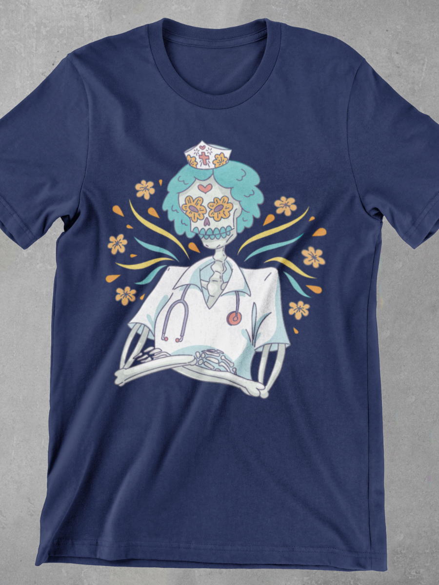 Skeleton Night Shift Nurse Graphic T-shirt