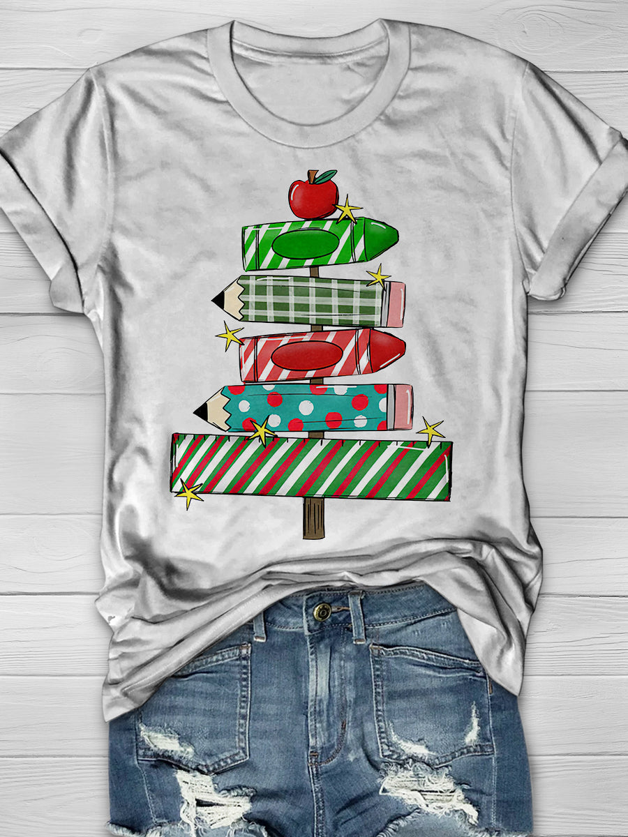 Christmas Teacher Print Graphic T-shirts