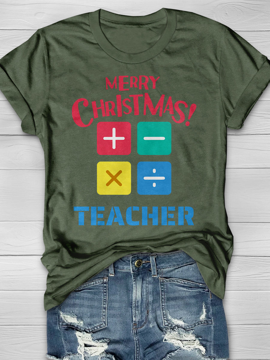 Math Teacher Christmas Print Graphic T-shirts