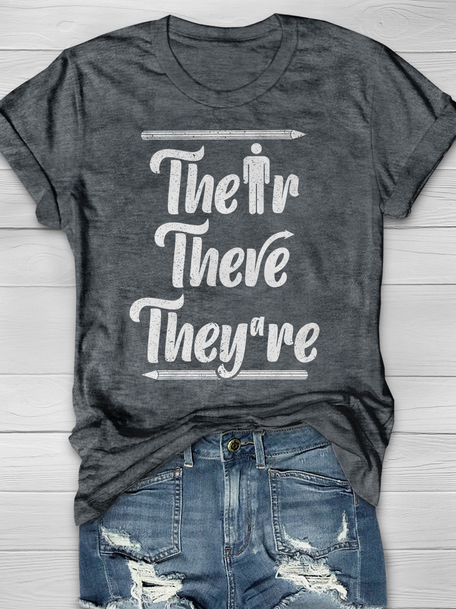 Their There They're Grammar Print Graphic T-shirts