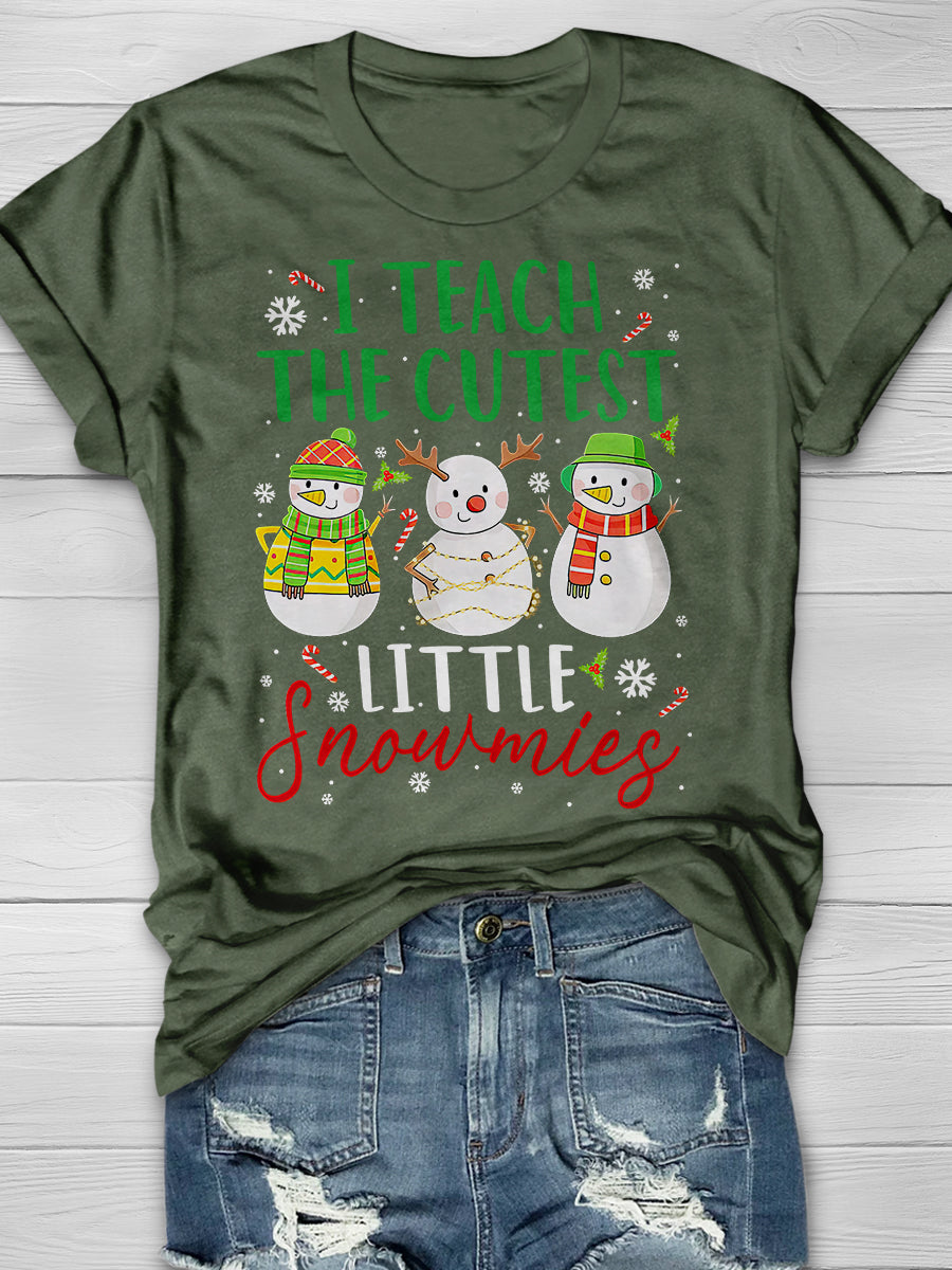 I Teach The Cutest Little Snowmies Print Graphic T-shirts