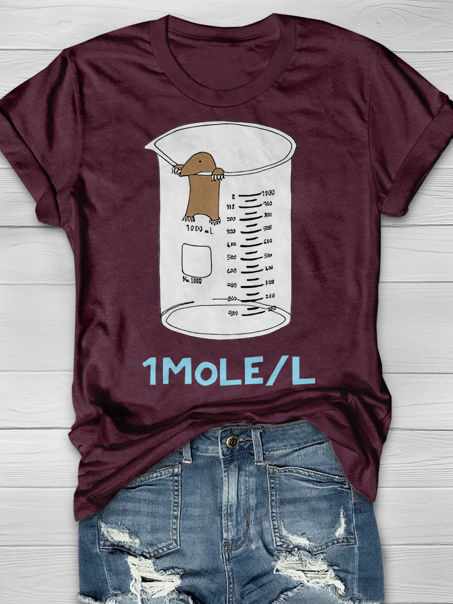 Chemistry 1 Mole per Litre Teacher Print Graphic T-shirts