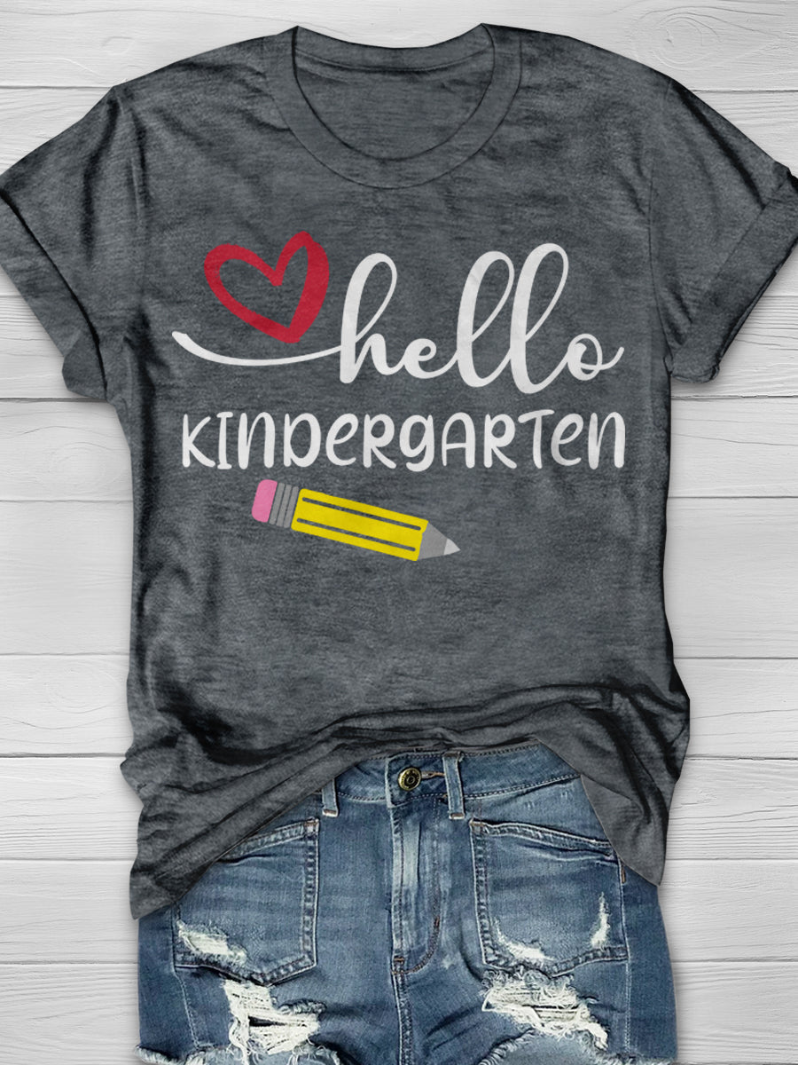 Hello Kindergarten Print Graphic T-shirts