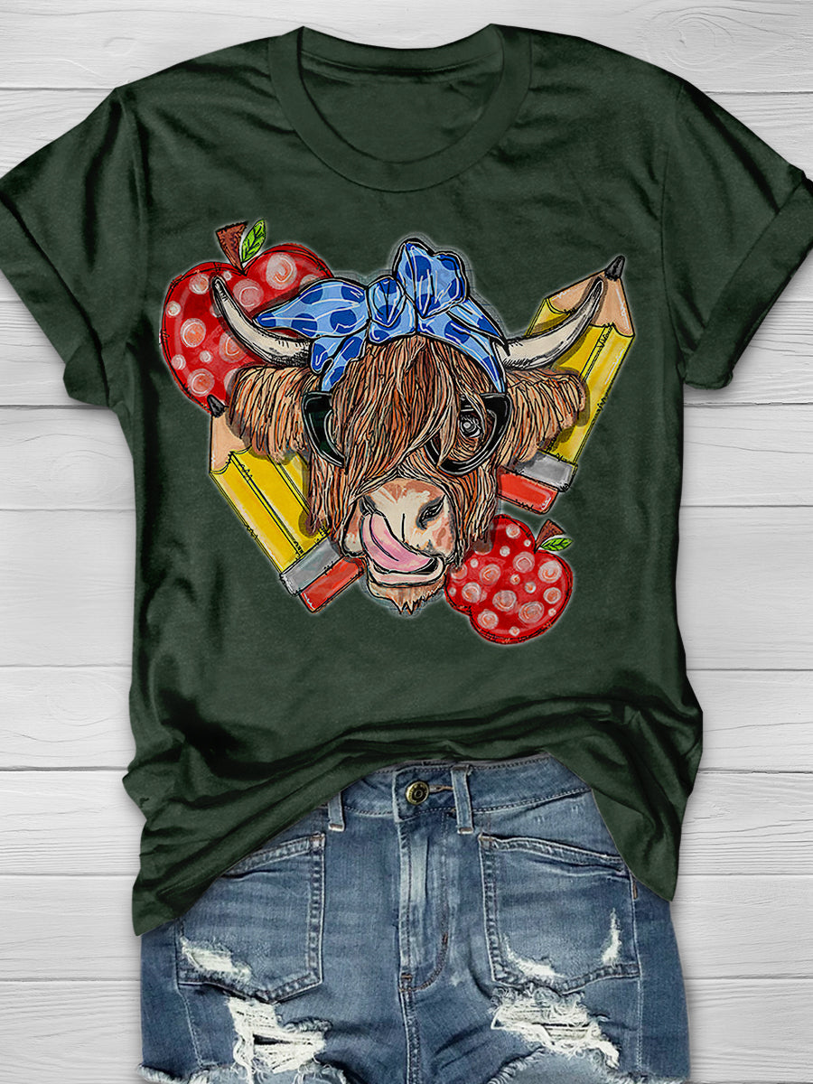 Back to school Cow Print Graphic T-shirts