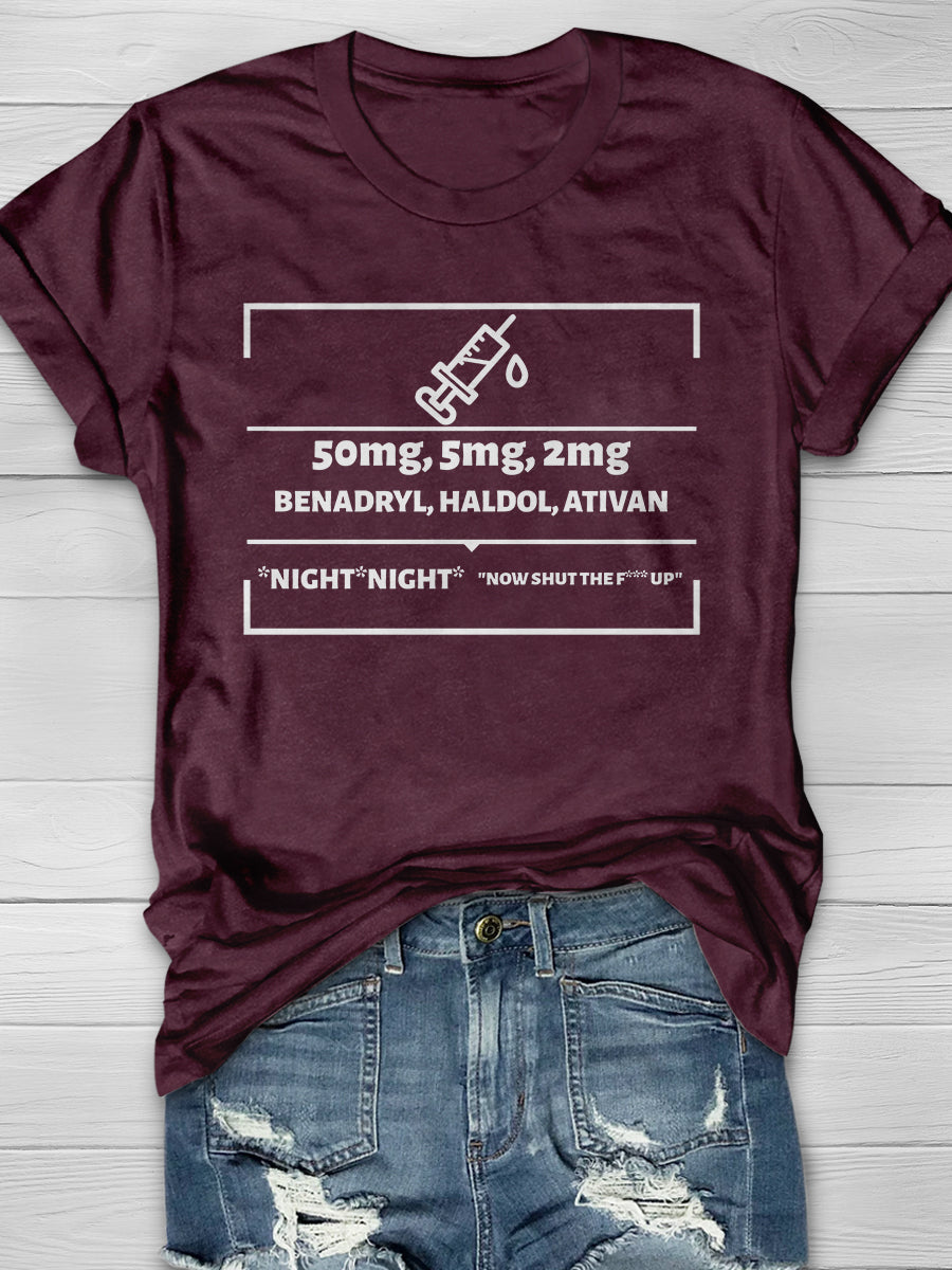 B-52 Funny Nurse Print Short Sleeve T-shirt