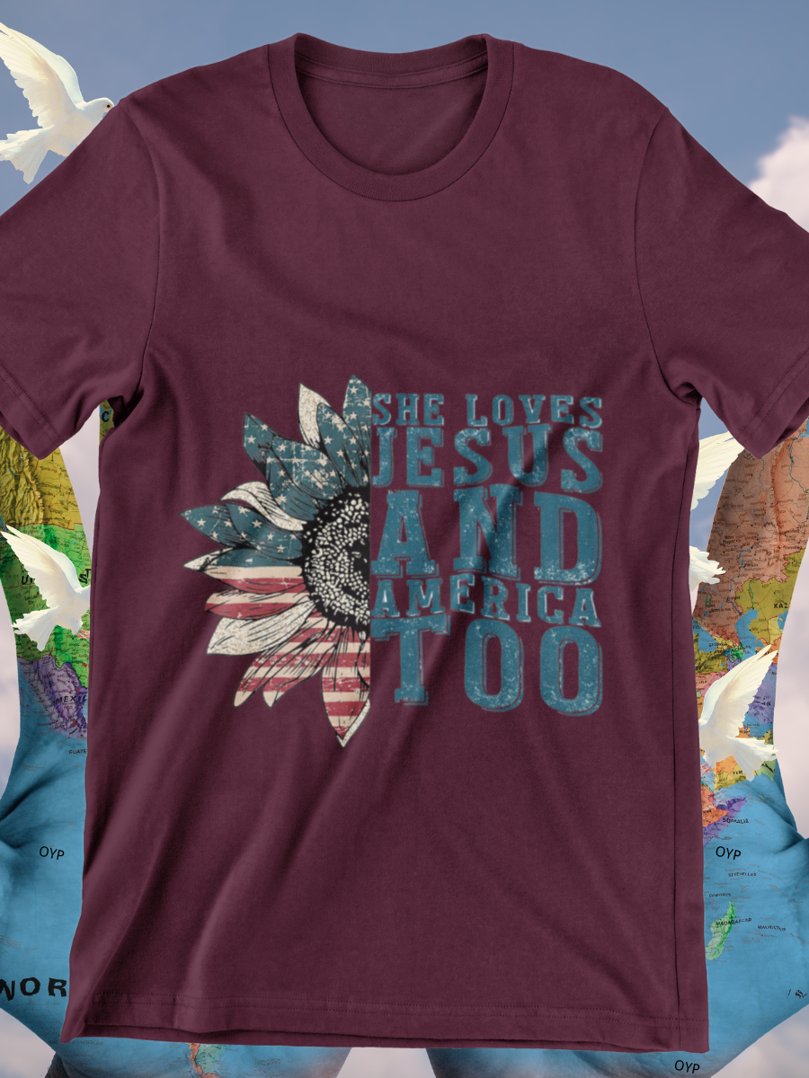 She Loves Jesus And America Too Graphic T-shirts