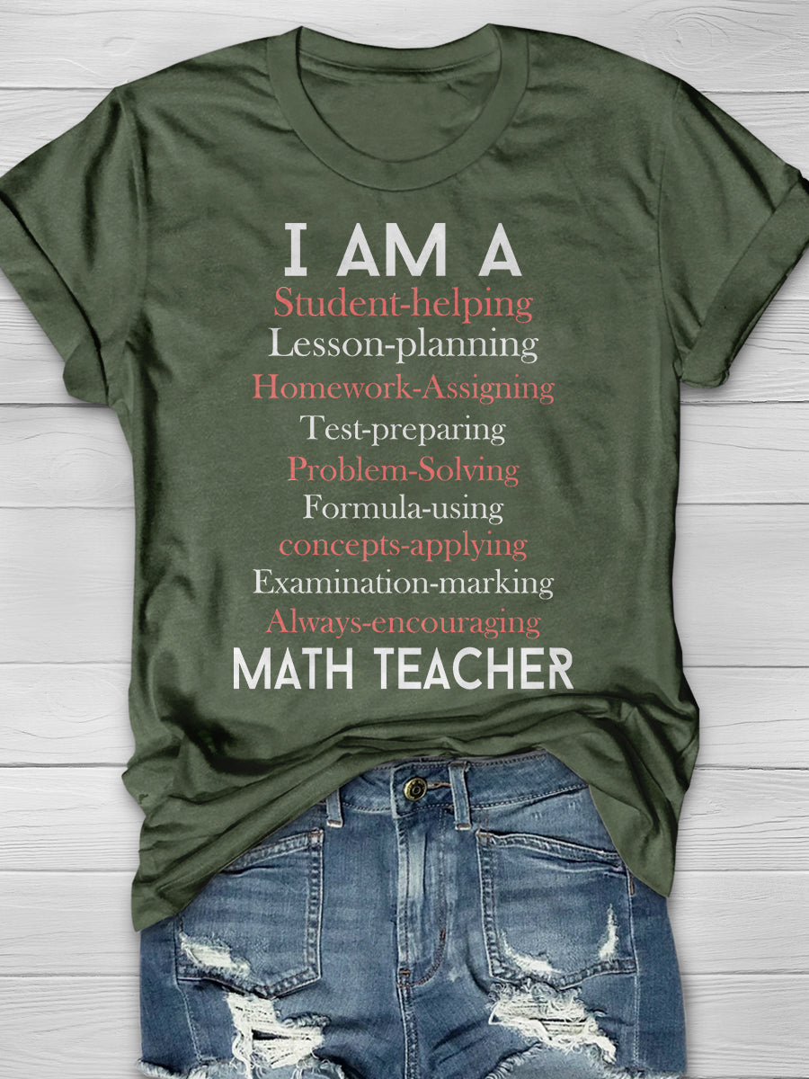A Math Teacher's Purpose Print Graphic T-shirts