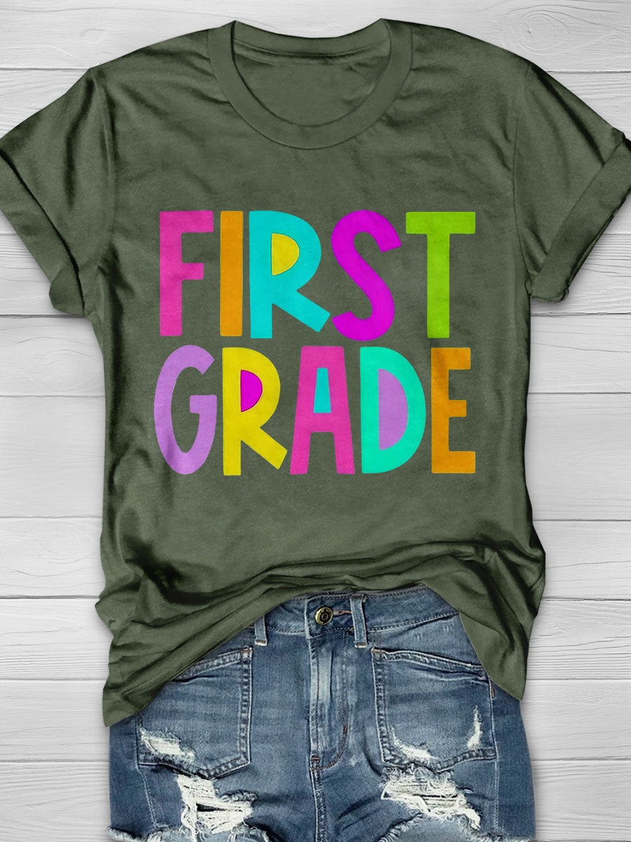 First Grade Print Short Sleeve T-shirt