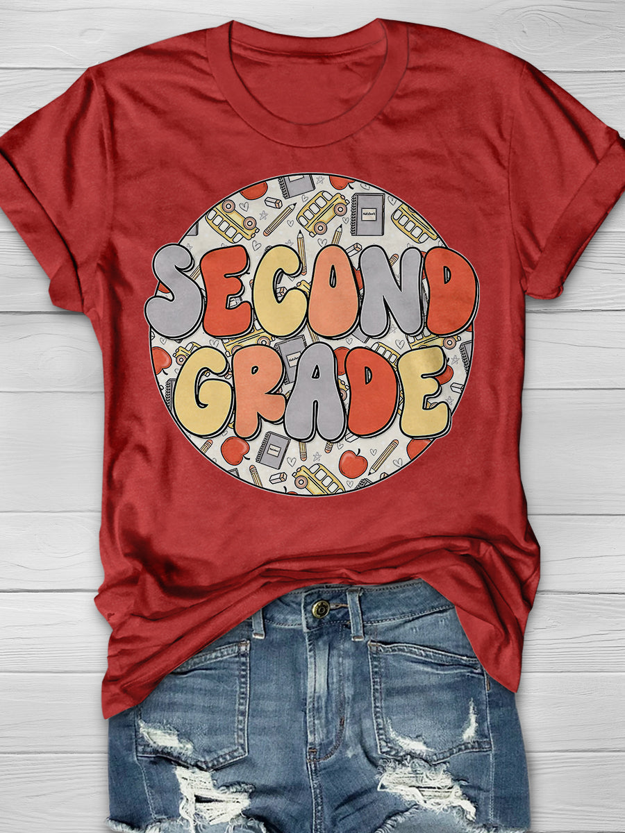 Groovy Second Grade Print Graphic T-shirts