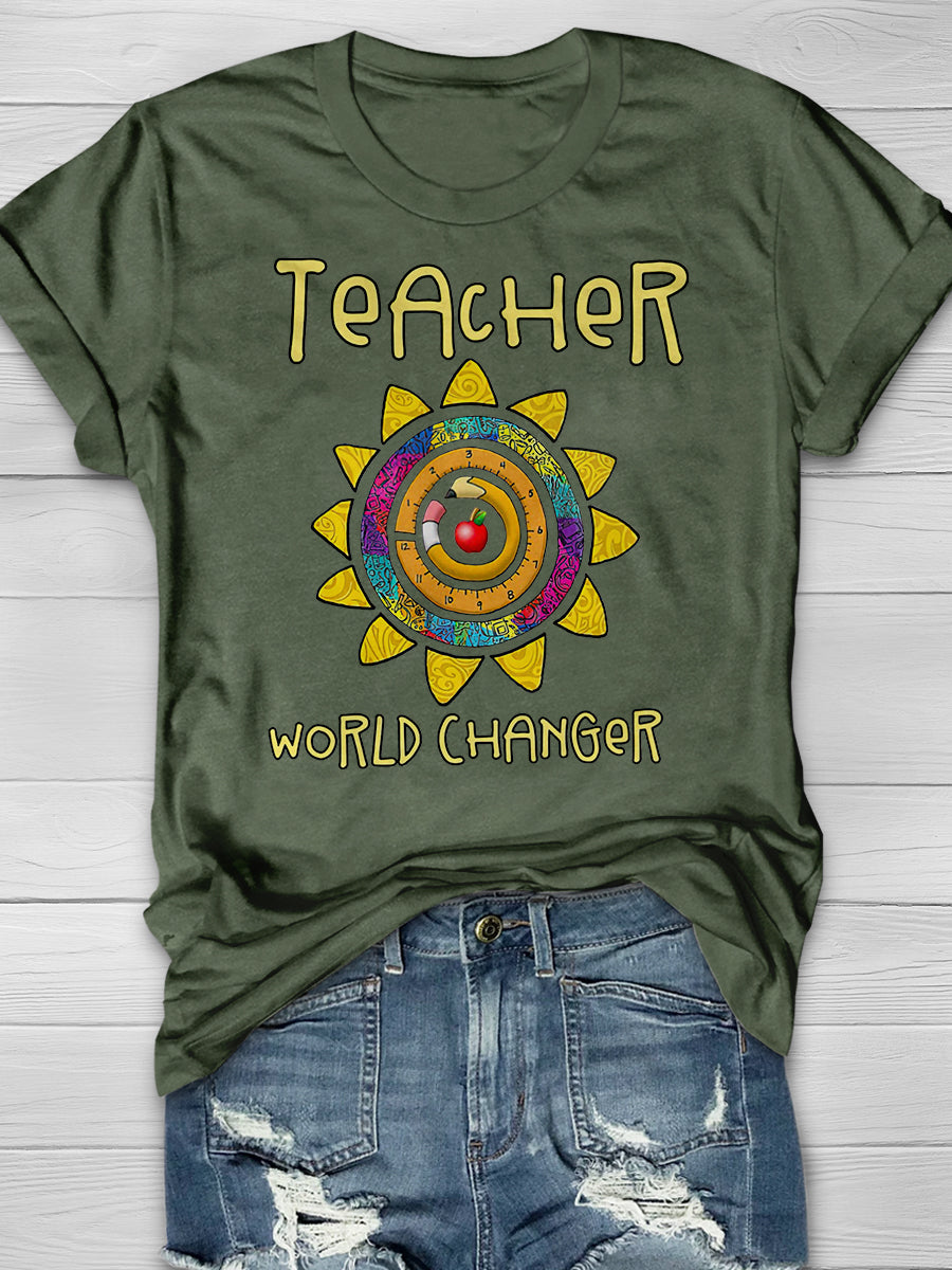 Teacher World Changer Print Graphic T-shirts
