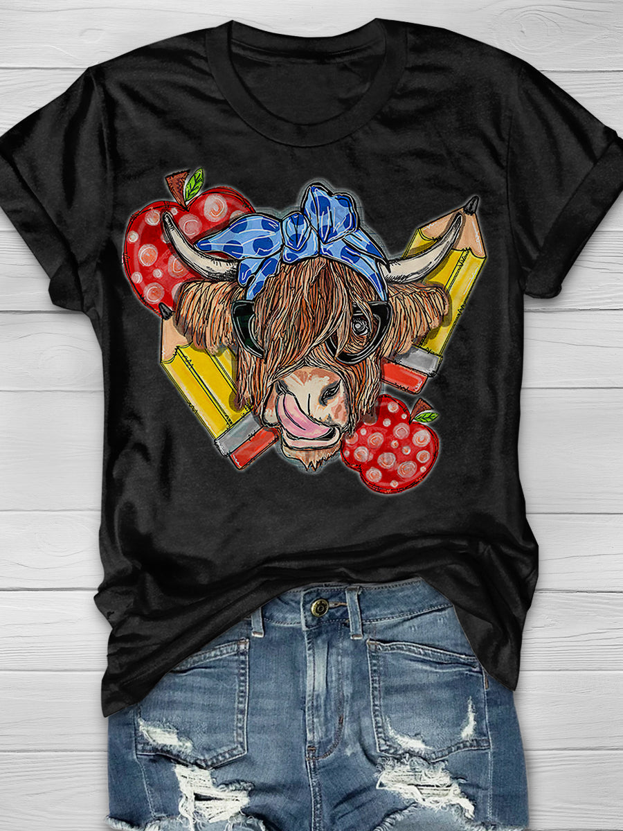 Back to school Cow Print Graphic T-shirts
