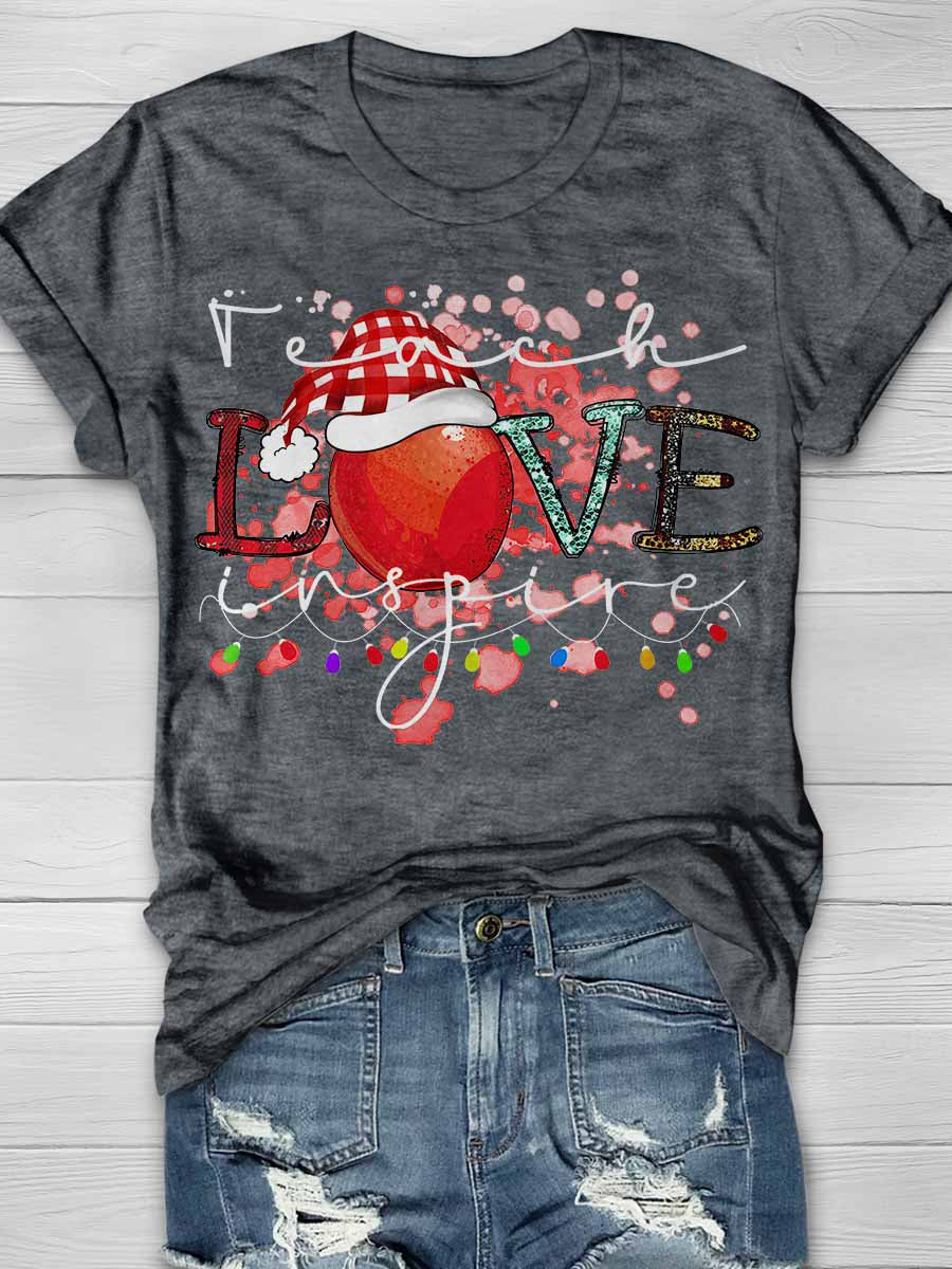 Teach Love Inspire Teacher Life Print Graphic T-shirts