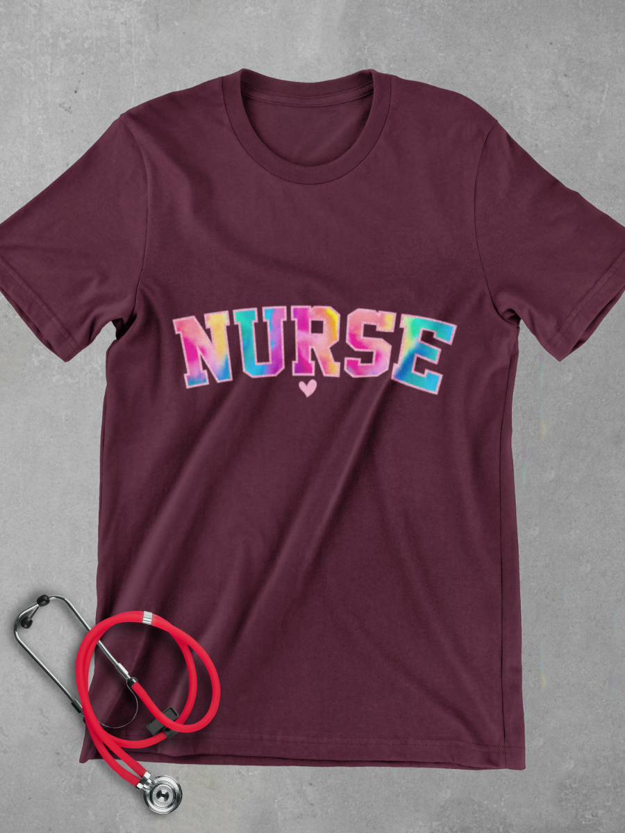 TieDye Pattern Nurse Life Graphic T-shirt