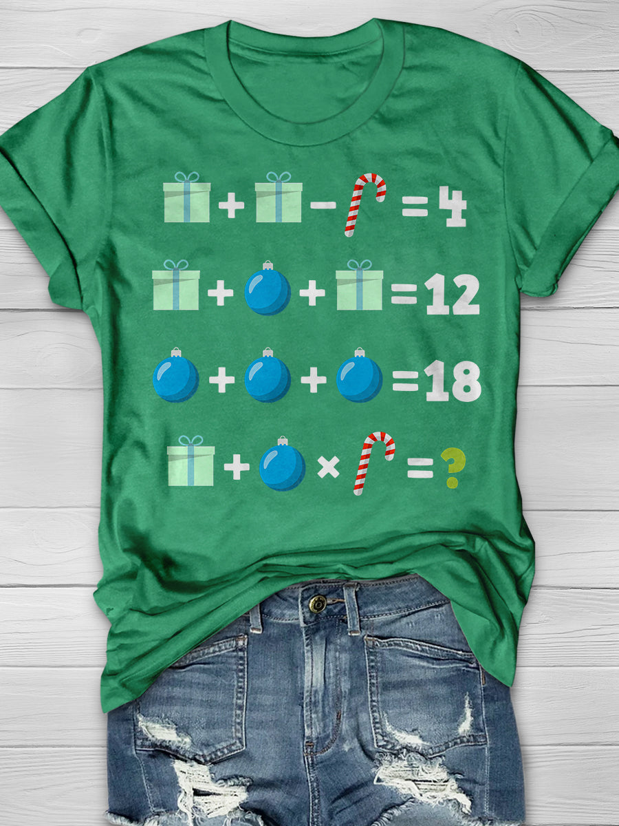 Funny Math Teacher Christmas Print Graphic T-shirts