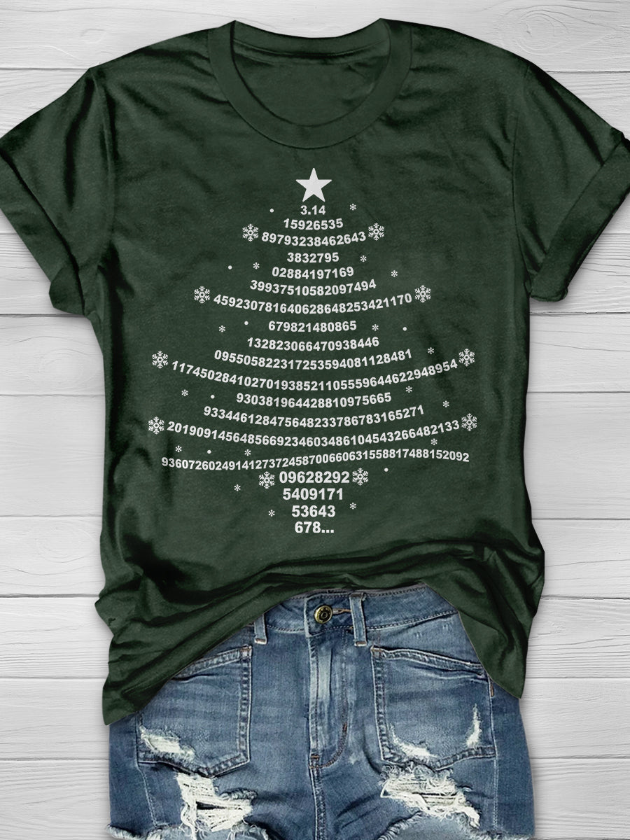 Pi Christmas Tree Print Graphic T-shirts