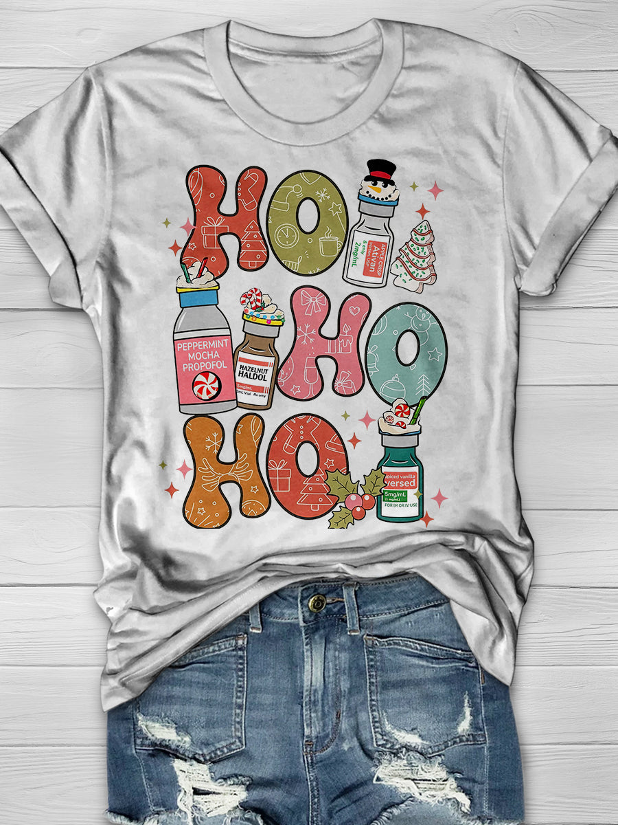 Christmas Nurse Print Short Sleeve T-shirt