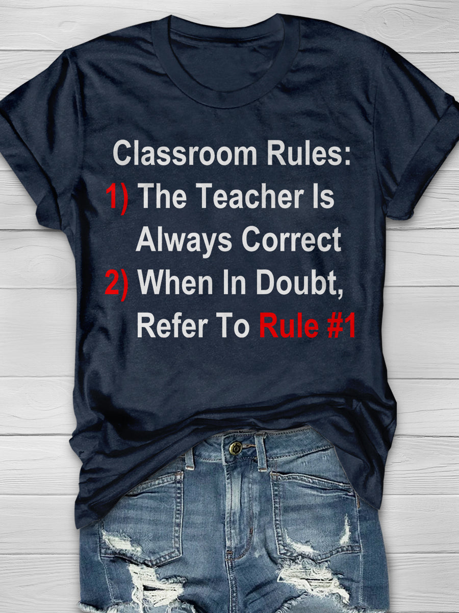 Classroom Rules Print Graphic T-shirts