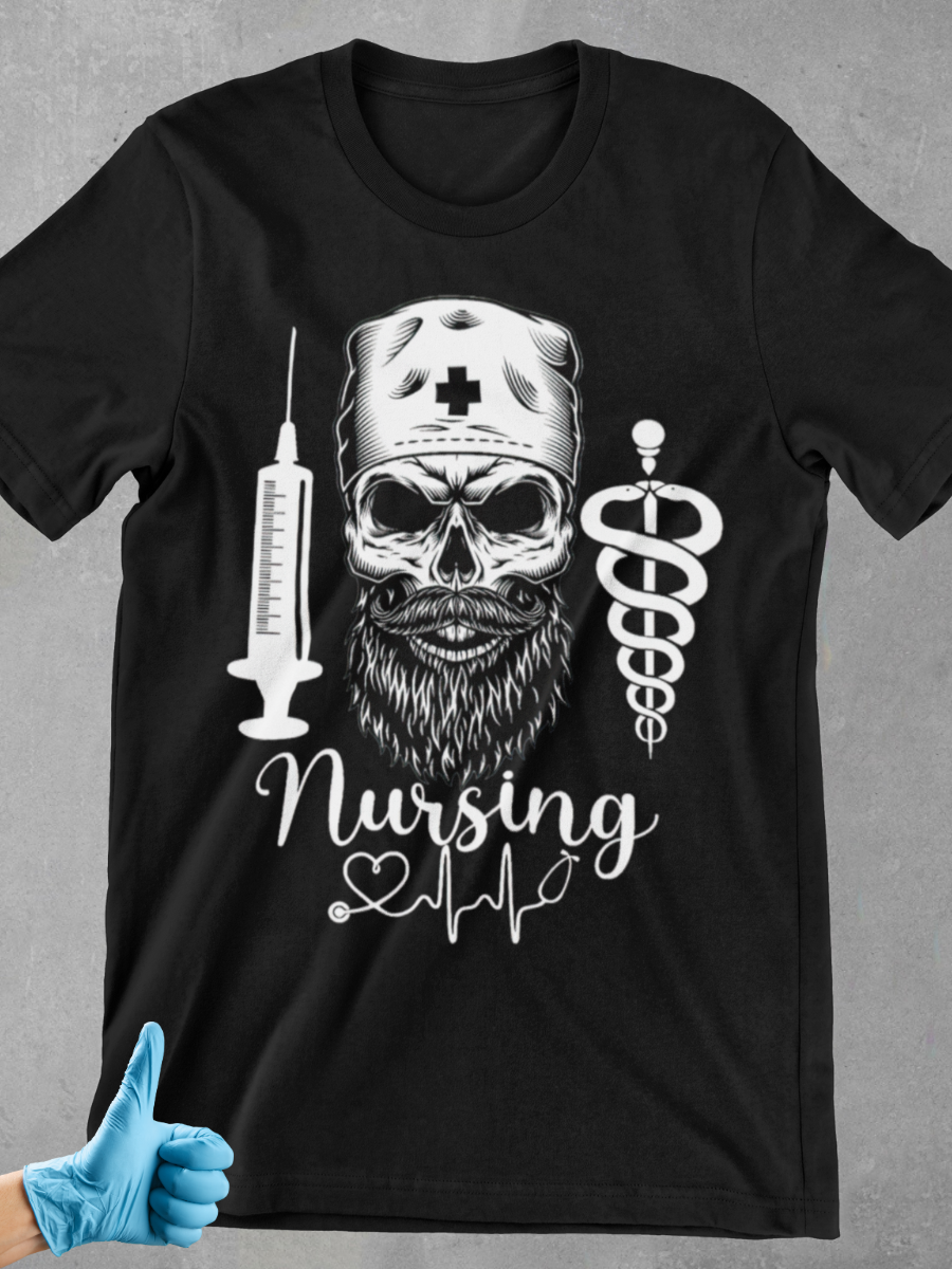 Pirates Skull Nurse Graphic T-shirt