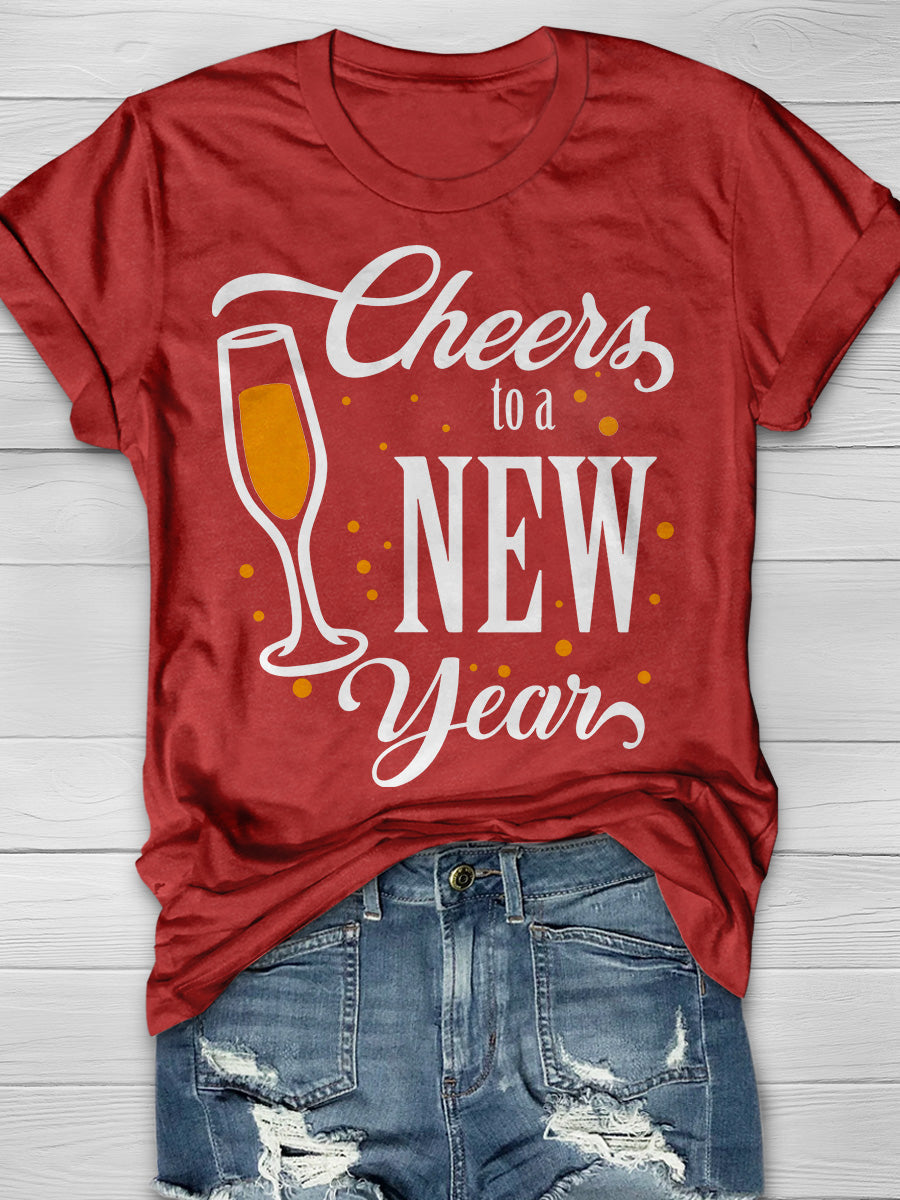 Cheers New Year For Nurse Print Short Sleeve T-shirt