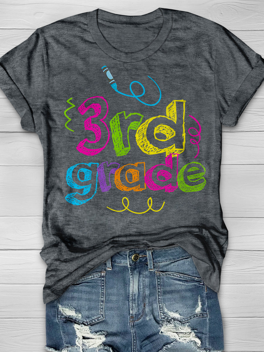 Third Grade Squad Print Graphic T-shirts